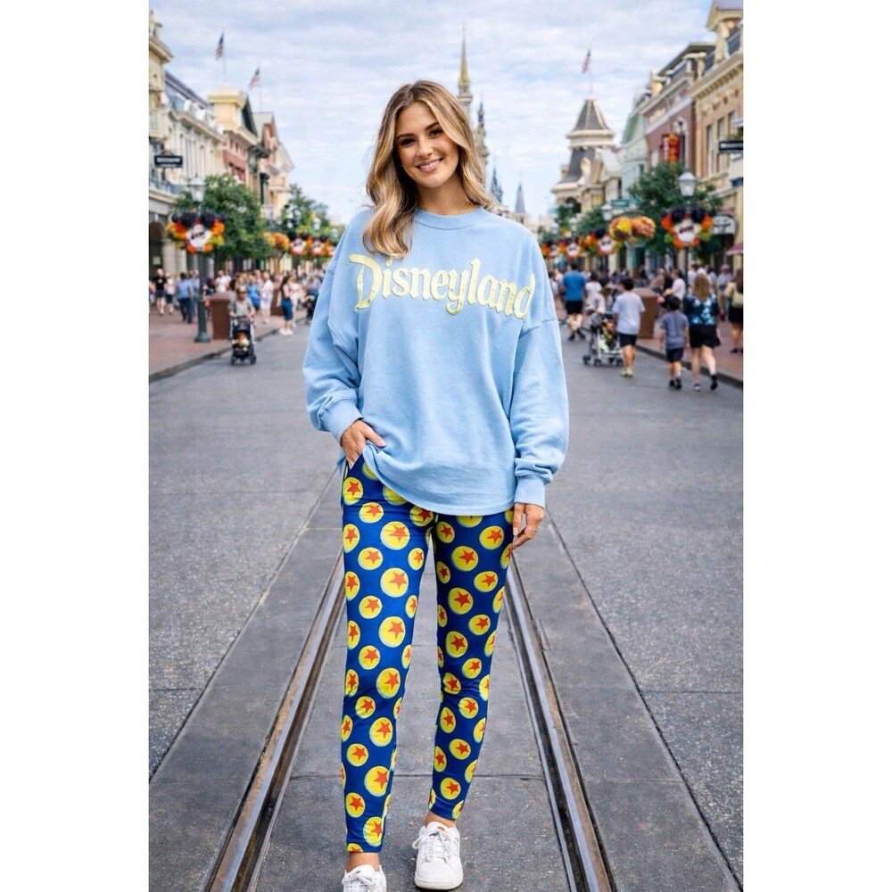Disney Pixar Toy Story Leggings Blue Yellow Luxo Ball Stretch Parks Womens XL